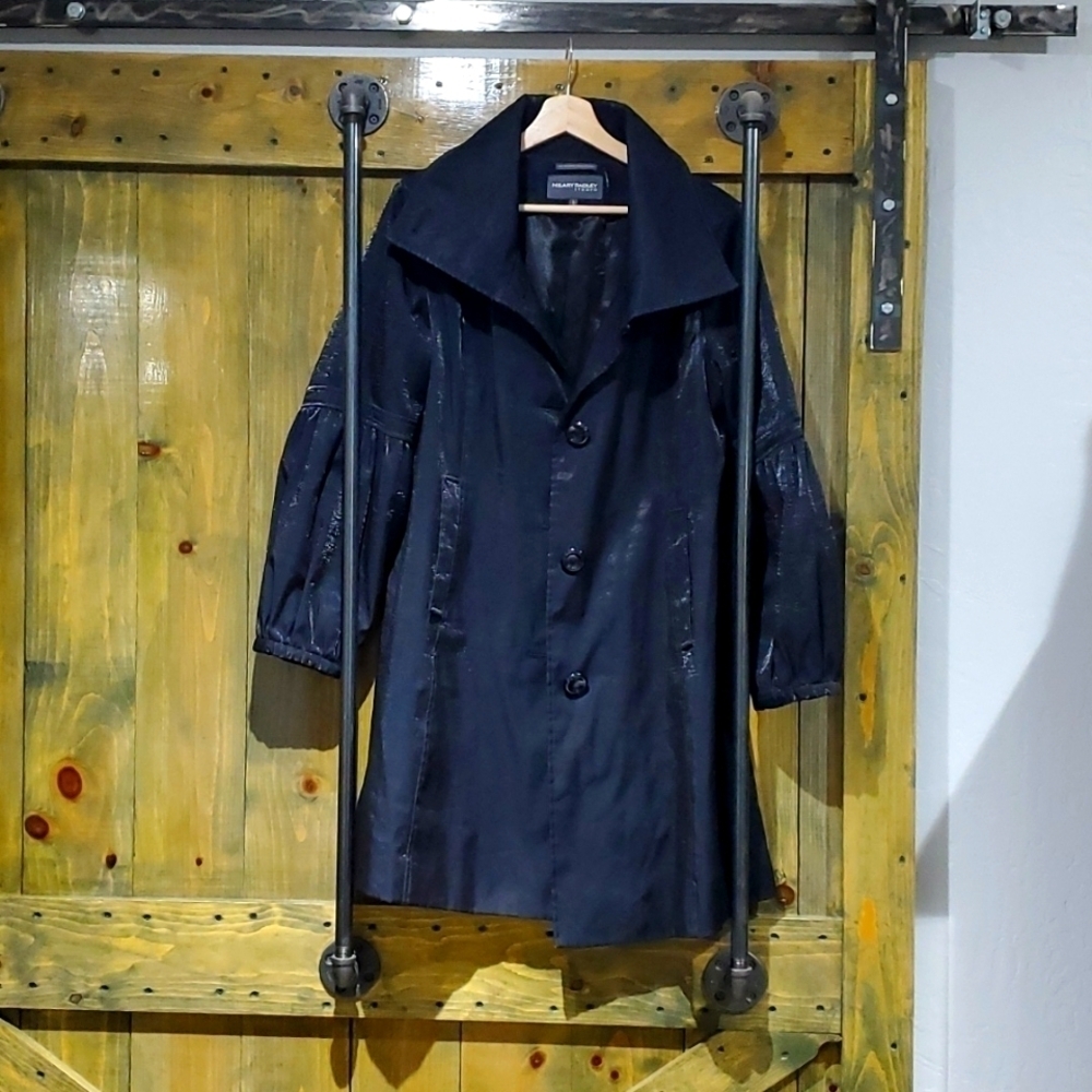 BLACK SHIMMER COAT W BUBBLE SLEEVES SIZE LARGE Romantic Rock Myth Drama